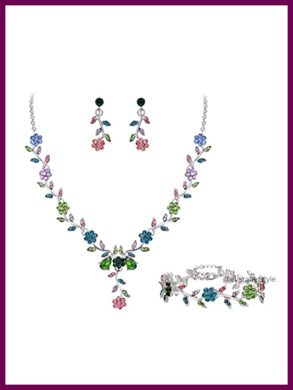 Crystal Jewelry Set Necklace Earrings Bracelet Wedding Bridal Prom Accessories